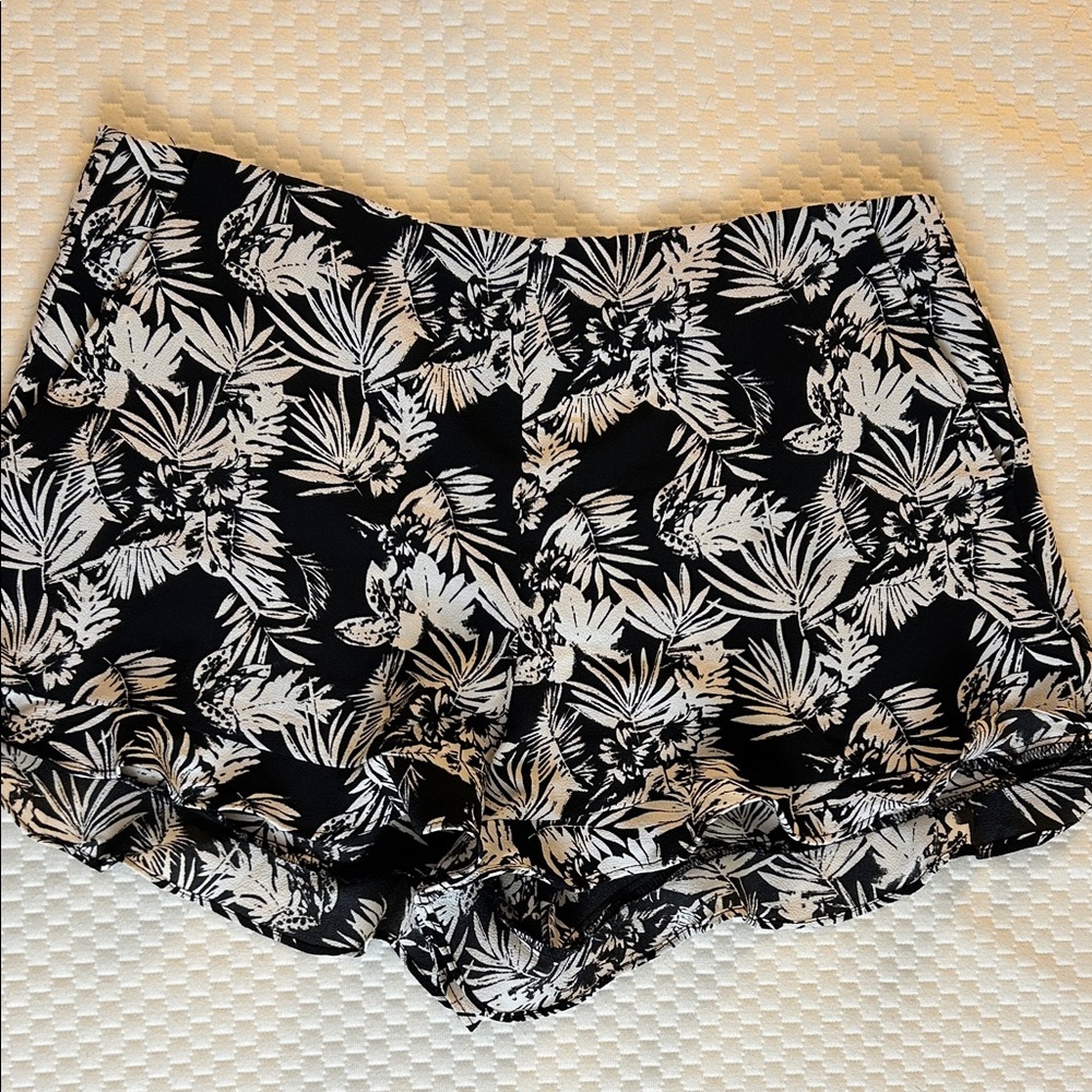 Forever 21 Black and White Floral High Waist Shorts